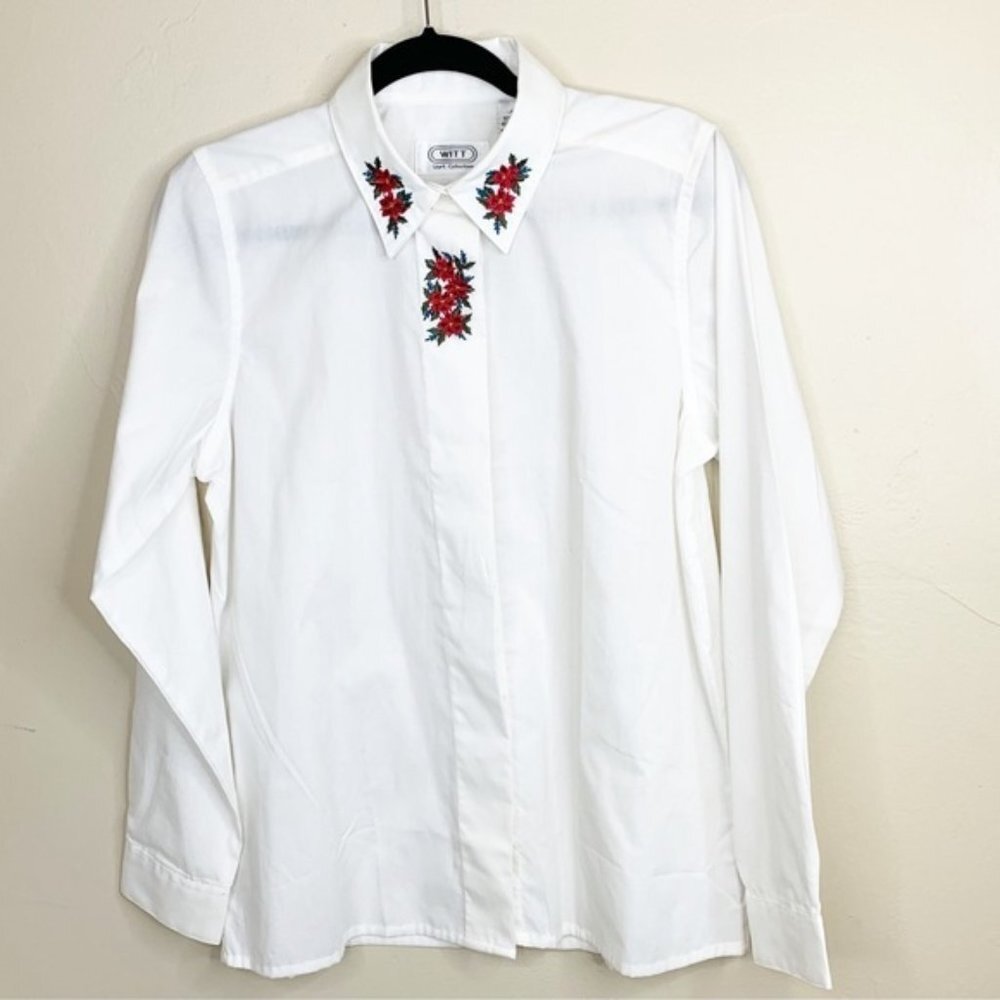 Vintage Witt Embroidered Holly Floral‎ Button-Down